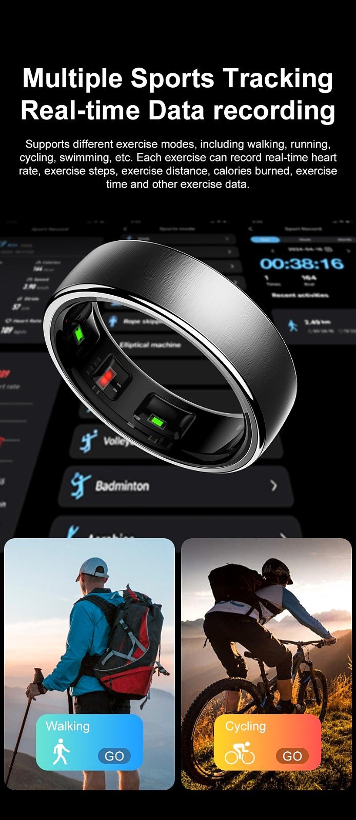 SmartRingX Smart activity and sleep tracking ring